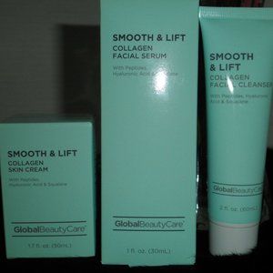 Smooth and Lift Collagen Set. Cleanser, Facial Serum, Skin Moisturizer Cream NWT